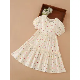 BAESD Polka Dot Print Puff Sleeve Fit & Flare Dress-picture-18