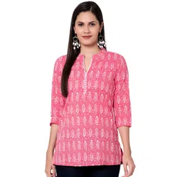 BAESD Print Mandarin Collar Cotton Top-picture-41