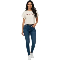 BAESD Print Roll-Up Sleeves Cotton Crop Top image 5