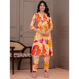 BAESD Printed Pure Cotton Shirt Collar Top with Trousers Co-Ords-picture-24