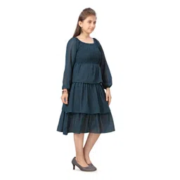 BAESD Puff Sleeve Georgette A-Line Midi Dress-picture-16