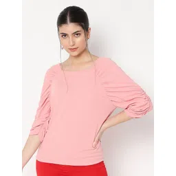 BAESD Puff Sleeve Sheen Sheer Top-picture-24