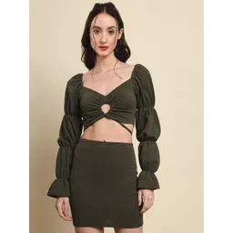 BAESD Puff Sleeves Crop Top & Skirt Co-Ords-picture-31