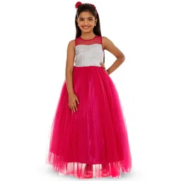 BAESD Round Neck Flared Belted Satin Maxi Dress-picture-46