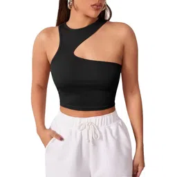 BAESD Round Neck Sleeveless Cotton Fitted Crop Top-picture-14