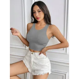 BAESD Round Neck Sleeveless Ribbed Tank Crop Top-picture-29