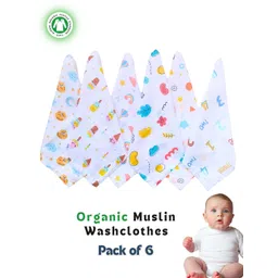 BAESD Set Of 6 Printed Muslin Cotton Baby Washcloths image 1