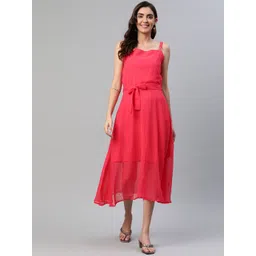 BAESD Solid Georgette A-Line Midi Dress-picture-12