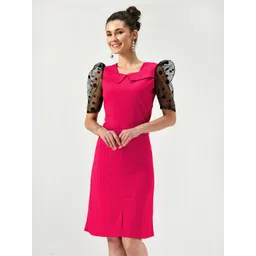 BAESD Square Neck Puff Sleeves Sheath Dress-picture-14