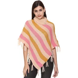 BAESD Striped Turtle Neck Woollen Poncho Sweater-picture-17