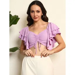 BAESD Sweetheart Neck Flutter Sleeve Crop Top-picture-18