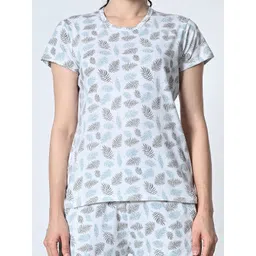 BAESD Tropical Printed Round Neck Short Sleeves Pure Cotton T-Shirt With Shorts image 2