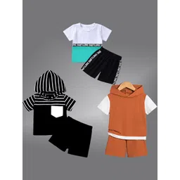 BAESD Unisex Kids Green & Brown Colourblocked T-shirt with Shorts-picture-28