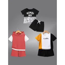 BAESD Unisex Kids White & Black Colourblocked T-shirt with Shorts-picture-25