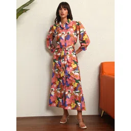 BAESD Women Abstract Printed Shirt Collar Midi Shirt Dress-picture-17