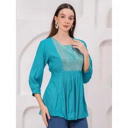 BAESD Women Embellished Round Neck Regular Top image 5