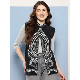 BAESD Women Ethnic Motifs Embellished Woollen Cardigan Sweater-picture-13