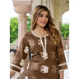 BAESD Women Ethnic Motifs Printed Daily Pure Cotton Straight Kurta-picture-22