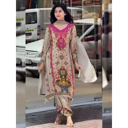 BAESD Women Ethnic Motifs Printed Kurta with Palazzos & Dupatta-image-2