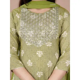 BAESD Women Ethnic Motifs Printed Pure Cotton Kurta with Trouser & Dupatta-picture-34