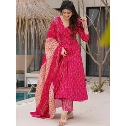 BAESD Women Ethnic Motifs Printed V-Neck Anarkali Kurta with Trousers & Dupatta-image-28