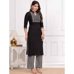 BAESD Women Ethnic Motifs Yoke Design Regular Mirror Work Kurta with Trousers-picture-19