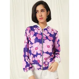 BAESD Women Floral Lightweight Crop Bomber Jacket-picture-21