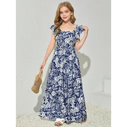 BAESD Women Floral Printed Flutter Sleeves Fit & Flare Maxi Dress-picture-29