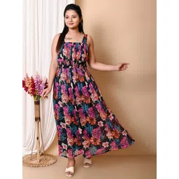 BAESD Women Floral Printed Shoulder Straps Chiffon Fit and Flare Maxi Dress-picture-36