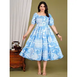 BAESD Women Geometric Printed Fit & Flare Midi Dress-picture-25