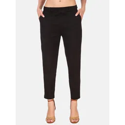 BAESD Women High-Rise Cotton Trousers With Belt-image-4