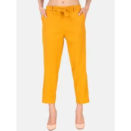 BAESD Women High-Rise Cotton Trousers With Belt-image-34