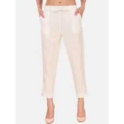 BAESD Women High-Rise Cotton Trousers With Belt-picture-19