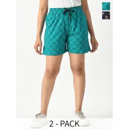 BAESD Women Pack Of 2 Conversational Printed High-Rise Cotton Shorts-picture-26