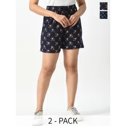 BAESD Women Pack Of 2 Conversational Printed High-Rise Pure Cotton Shorts-picture-28