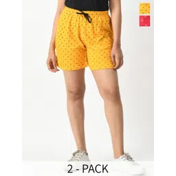 BAESD Women Pack of 2 Conversational Printed High-Rise Pure Cotton Shorts-picture-30