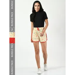 BAESD Women Pack Of 2 Conversational Printed High-Rise Regular Shorts-image-10
