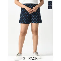 BAESD Women Pack Of 2 Printed High-Rise Pure Cotton Shorts-picture-29