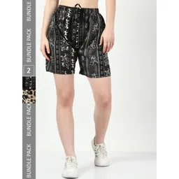 BAESD Women Pack Of 2 Printed High-Rise Regular Shorts-picture-19