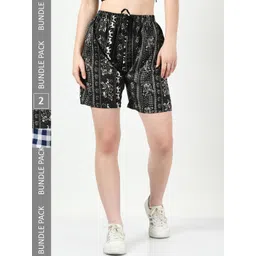 BAESD Women Pack Of 2 Printed High-Rise Regular Shorts-picture-33