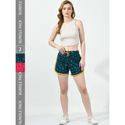 BAESD Women Pack Of 2 Printed Pure Cotton High-Rise Shorts-picture-22