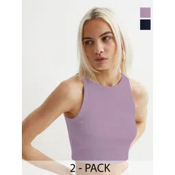 BAESD Women Pack of 2 Ribbed Round Neck Tank Crop Tops-picture-20
