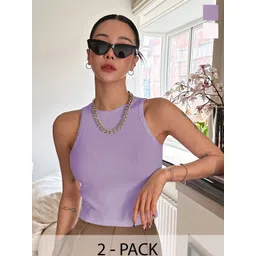 BAESD Women Pack Of 2 Ribbed Sleeveless Tank Crop Top-picture-36