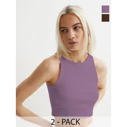 BAESD Women Pack of 2 Round Neck Sleeveless Tank Crop Top-picture-11