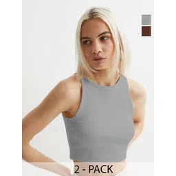 BAESD Women Pack of 2 Solid Casual Sleeveless Crop Tops-picture-20