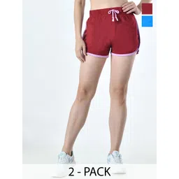 BAESD Women Pack Of 2 Solid High-Rise Hot Pants Shorts-picture-37