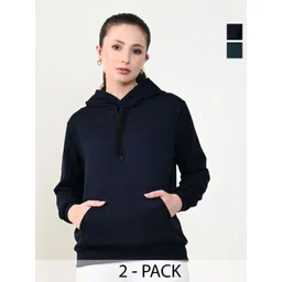 BAESD Women Pack Of 2 Solid Hood Fleece Pullover Sweatshirts-picture-15