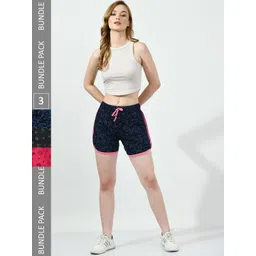 BAESD Women Pack Of 3 Conversational Printed High-Rise Regular Shorts-image-4