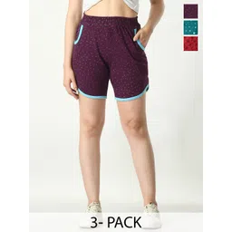 BAESD Women Pack Of 3 Geometric Printed High-Rise Cotton Shorts-picture-29