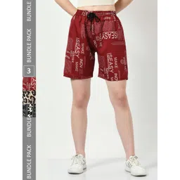 BAESD Women Pack Of 3 Printed High-Rise Regular Shorts-picture-14